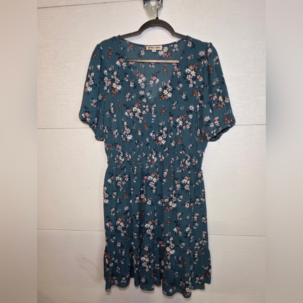 Inspired Hearts Teal Floral Mini Dress